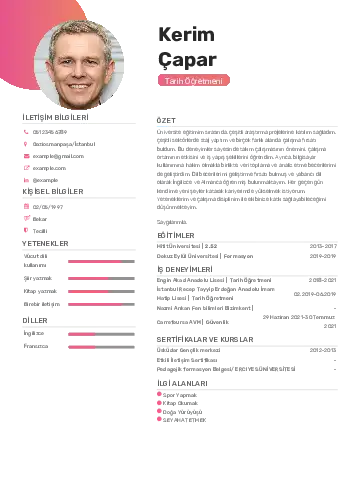 Tarih Öğretmeni Cv Örnekleri cv indir